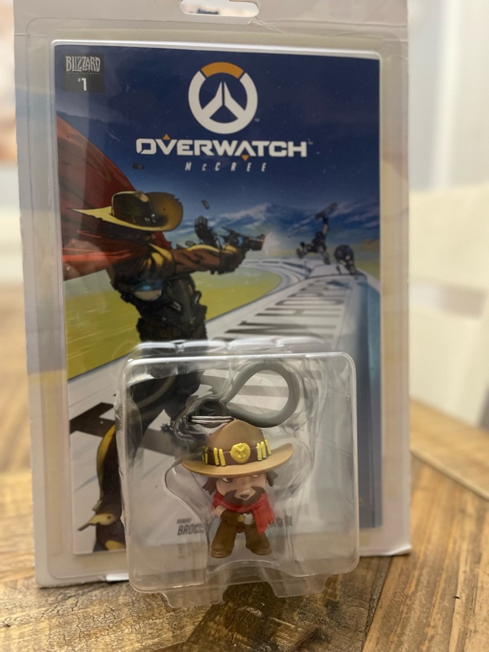 Overwatch McCree Backpack Hanger Mini Figure and Comic Book Set